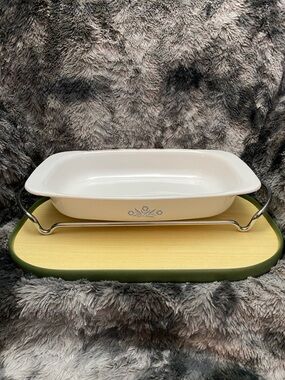 Vintage blue Corn flower CorningWare P-21 Roaster Pan with Metal Rack